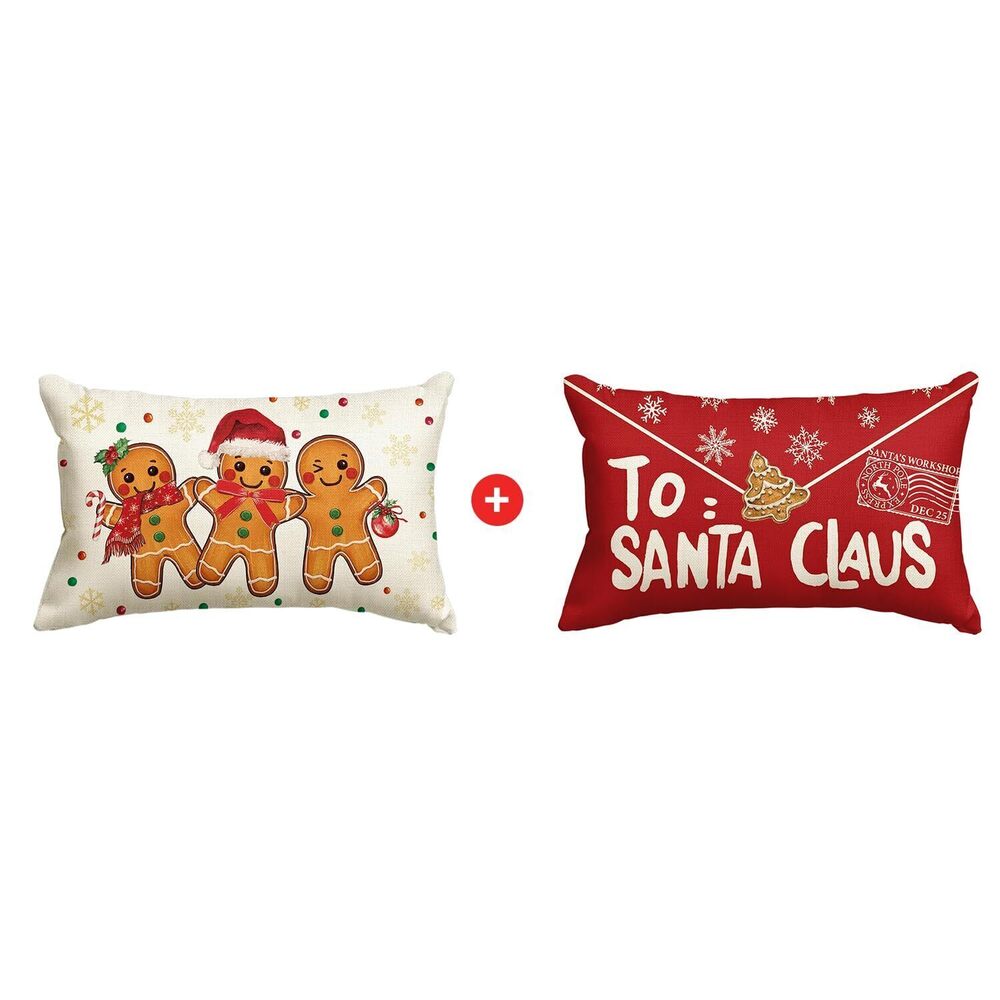 3332 Christmas Gingerbread Man Snowflake Throw Pillow Covers, 12 x 20 Inch